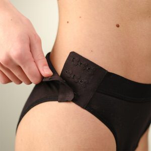 a person wearing a black underwear