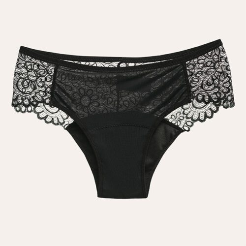a black underwear with lace trim
