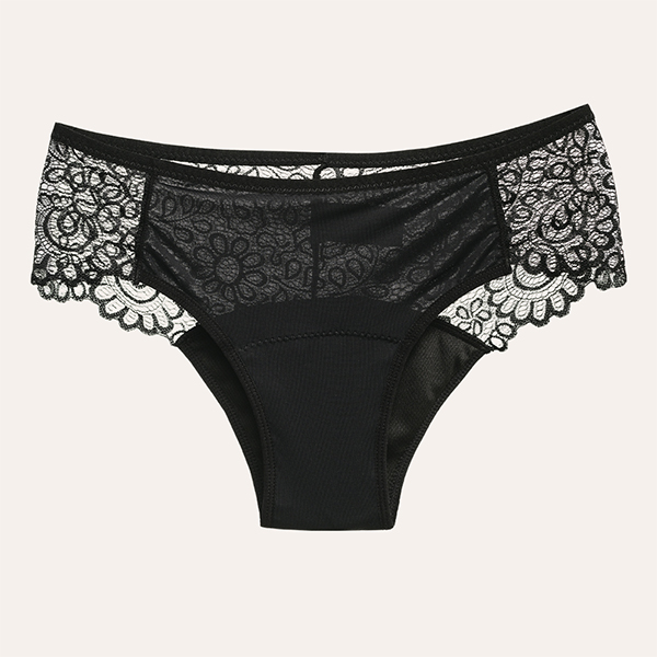 a black underwear with lace trim