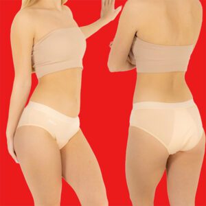 a woman wearing underwear and a tube top