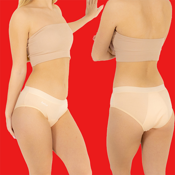 a woman wearing underwear and a tube top
