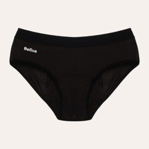 a black underwear with white text