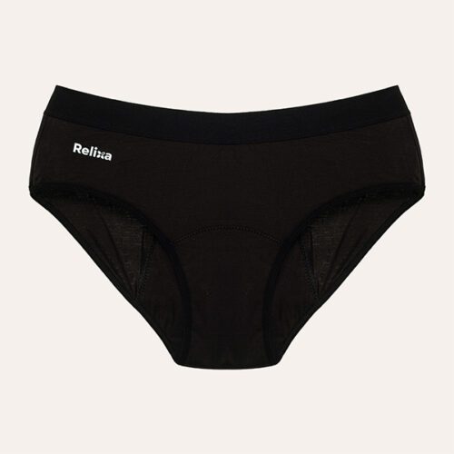 a black underwear with white text