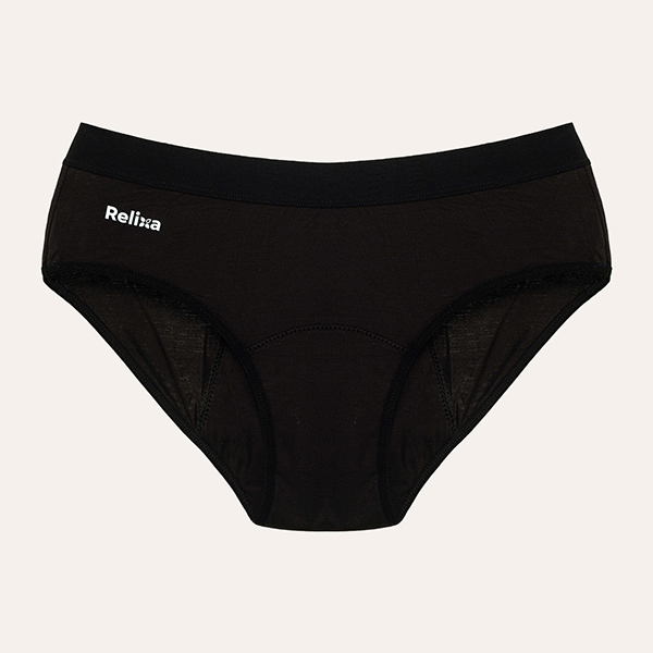 a black underwear with white text