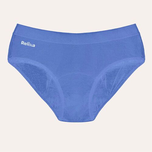 a blue underwear with white text