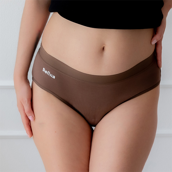a woman wearing a brown underwear