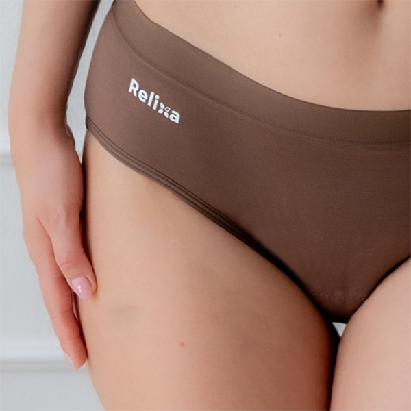 a woman wearing a brown underwear