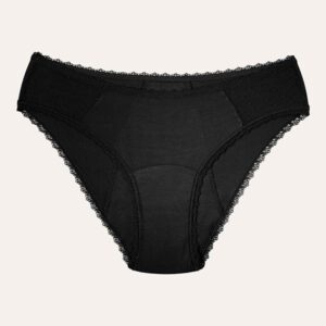 a black underwear with lace trim