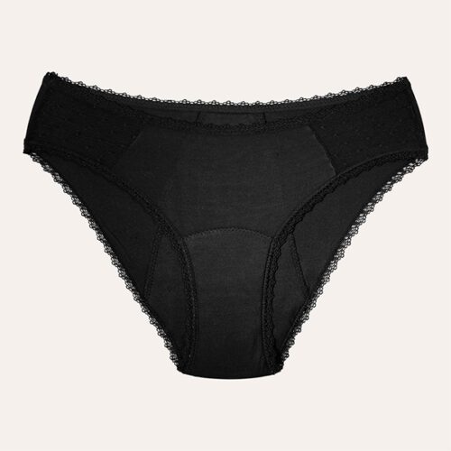 a black underwear with lace trim