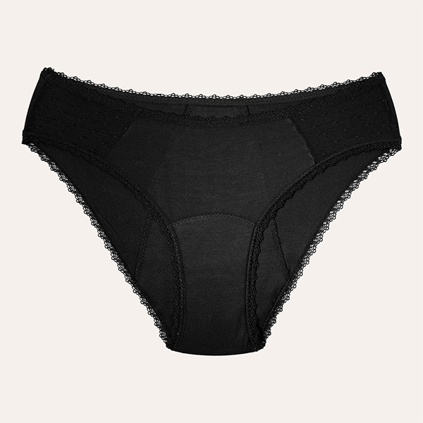 a black underwear with lace trim